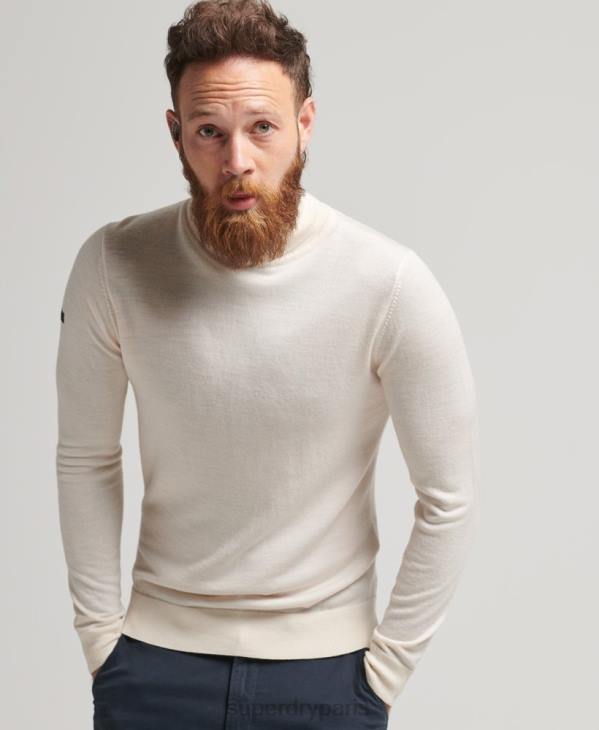 Superdry Hommes pull à col roulé en mérinos D64Z1292 vêtements crème