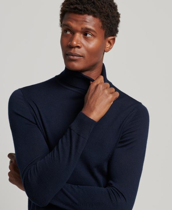Superdry Hommes pull à col roulé en mérinos D64Z1297 vêtements marine