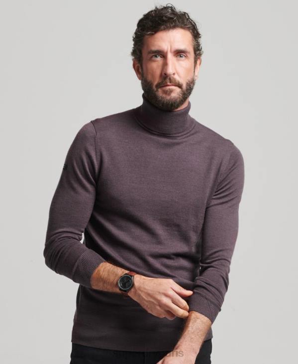 Superdry Hommes pull à col roulé en mérinos D64Z1298 vêtements violet