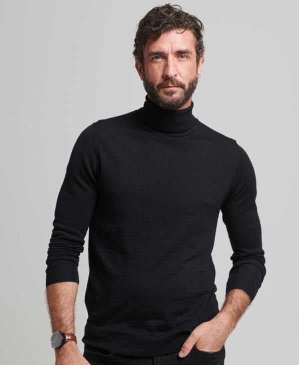 Superdry Hommes pull à col roulé en mérinos D64Z1321 vêtements noir