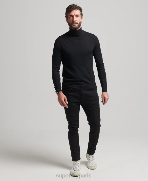 Superdry Hommes pull à col roulé en mérinos D64Z1321 vêtements noir