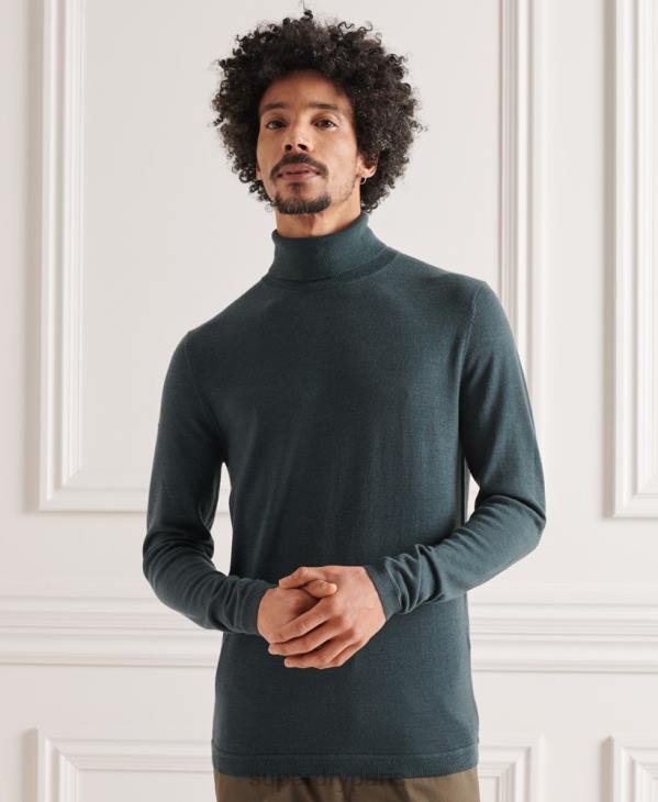 Superdry Hommes pull à col roulé en mérinos D64Z1327 vêtements kaki