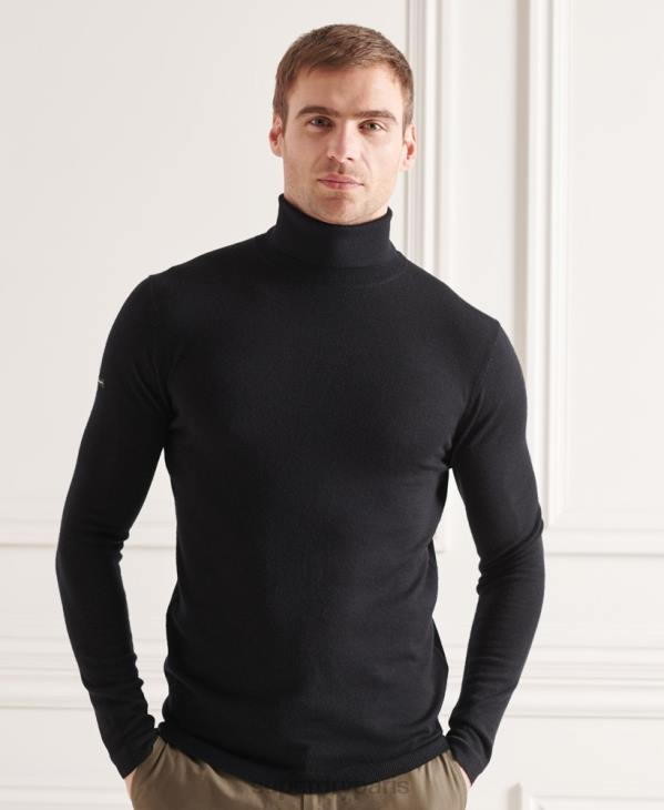 Superdry Hommes pull à col roulé en mérinos D64Z1332 vêtements noir