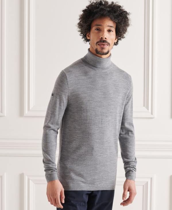 Superdry Hommes pull à col roulé en mérinos D64Z1335 vêtements gris clair