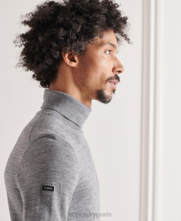 Superdry Hommes pull à col roulé en mérinos D64Z1335 vêtements gris clair