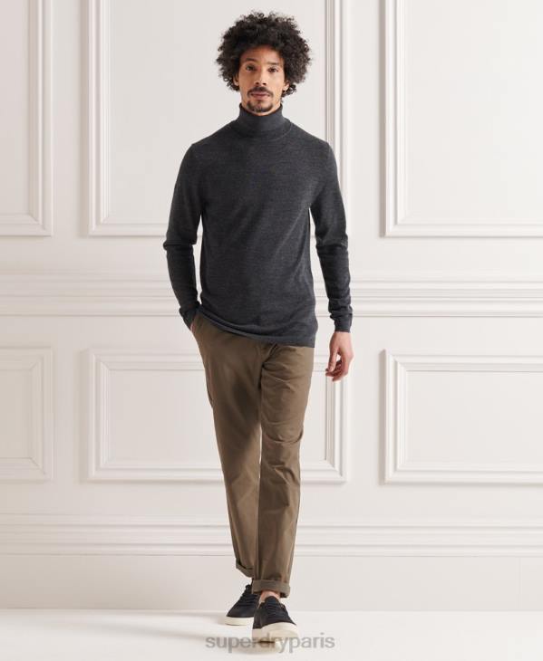 Superdry Hommes pull à col roulé en mérinos D64Z1336 vêtements gris foncé