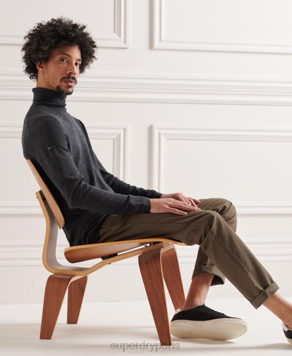 Superdry Hommes pull à col roulé en mérinos D64Z1336 vêtements gris foncé