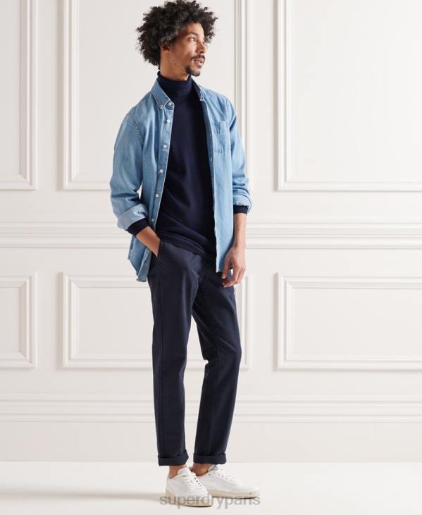 Superdry Hommes pull à col roulé en mérinos D64Z1346 vêtements marine