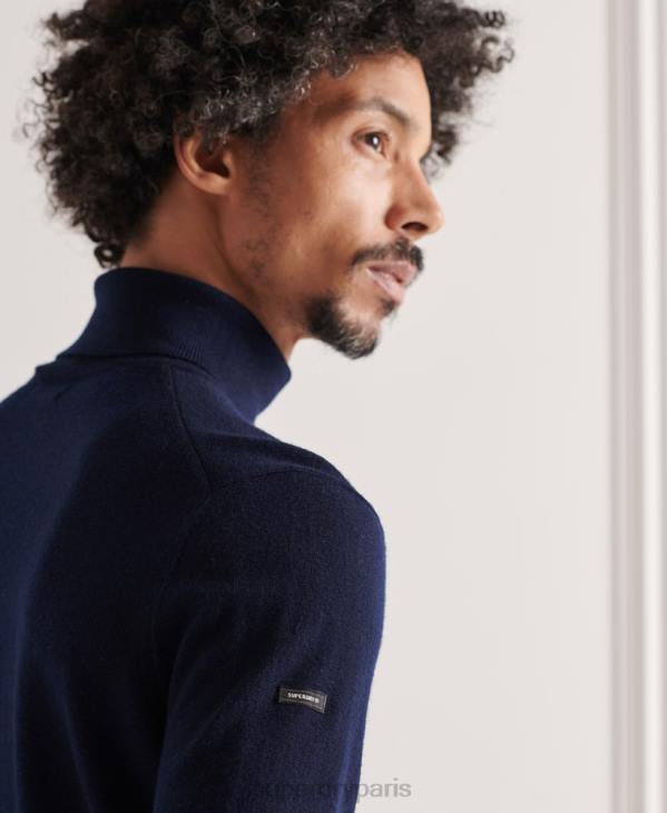 Superdry Hommes pull à col roulé en mérinos D64Z1346 vêtements marine
