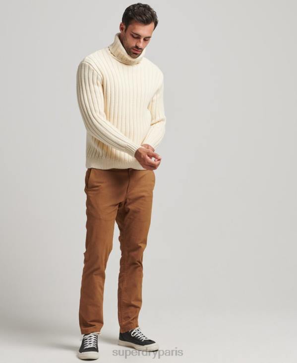 Superdry Hommes pull à col roulé en mérinos mélangé D64Z5238 vêtements crème