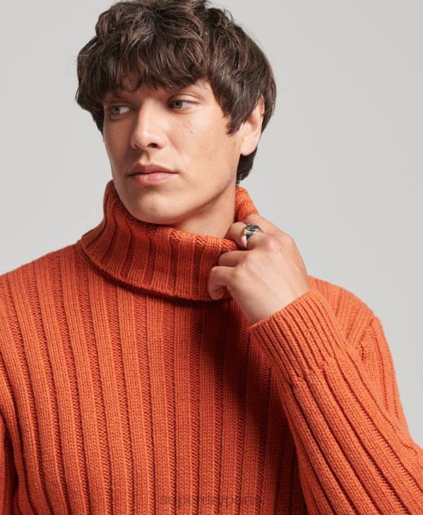 Superdry Hommes pull à col roulé en mérinos mélangé D64Z5239 vêtements orange