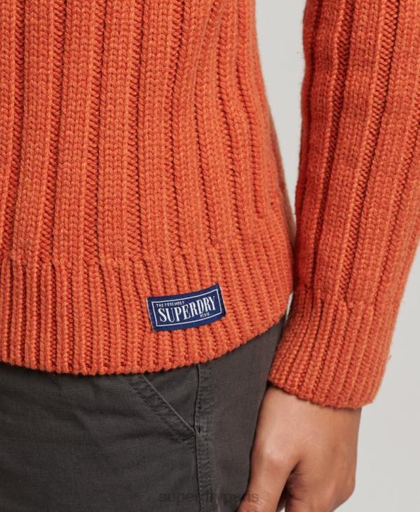 Superdry Hommes pull à col roulé en mérinos mélangé D64Z5239 vêtements orange