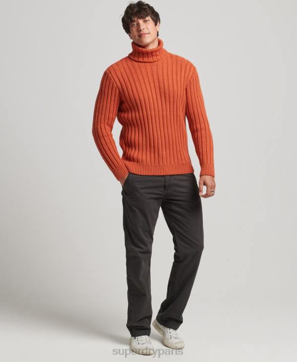 Superdry Hommes pull à col roulé en mérinos mélangé D64Z5239 vêtements orange