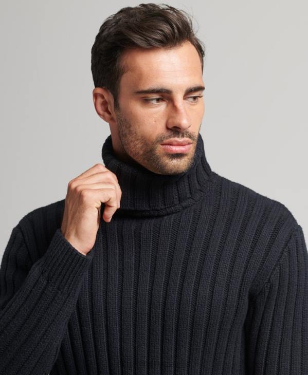 Superdry Hommes pull à col roulé en mérinos mélangé D64Z5280 vêtements gris foncé