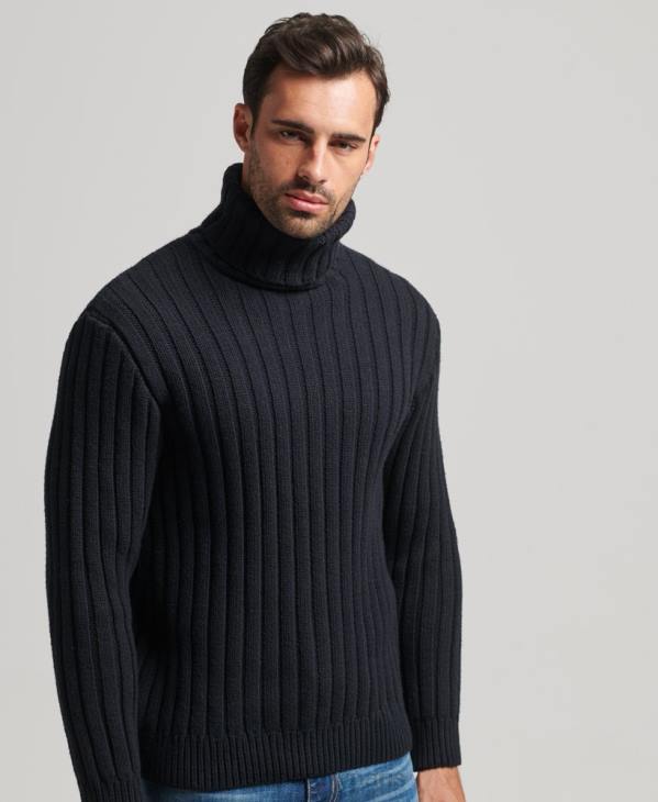 Superdry Hommes pull à col roulé en mérinos mélangé D64Z5280 vêtements gris foncé