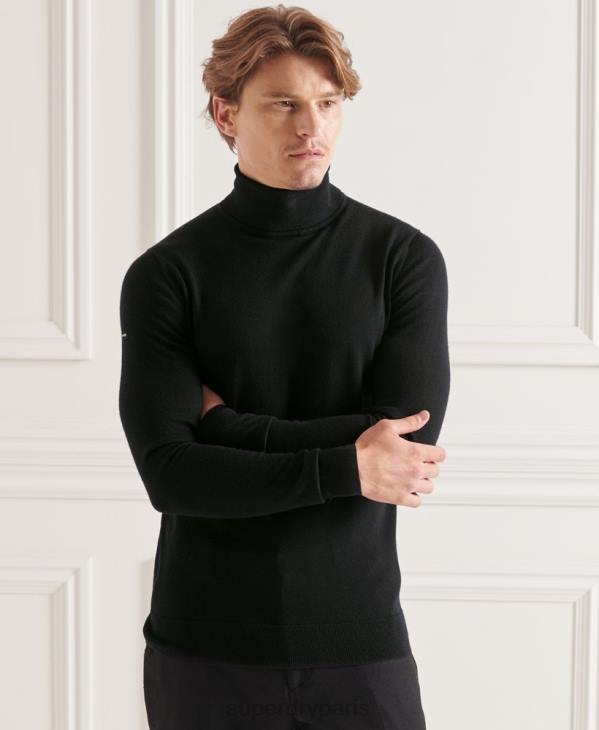 Superdry Hommes pull à col roulé en mérinos studios D64Z1311 vêtements noir