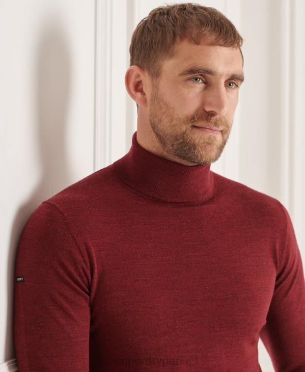Superdry Hommes pull à col roulé en mérinos studios D64Z1325 vêtements rouge