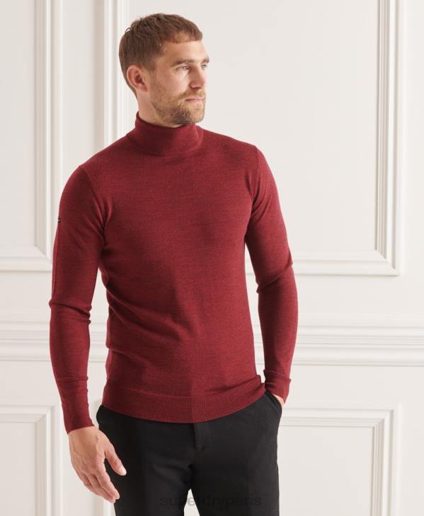 Superdry Hommes pull à col roulé en mérinos studios D64Z1325 vêtements rouge