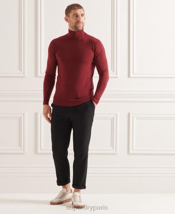 Superdry Hommes pull à col roulé en mérinos studios D64Z1325 vêtements rouge