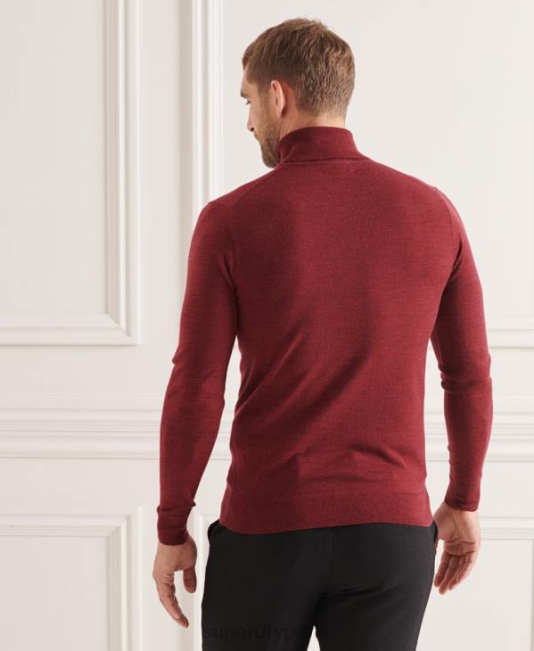 Superdry Hommes pull à col roulé en mérinos studios D64Z1325 vêtements rouge