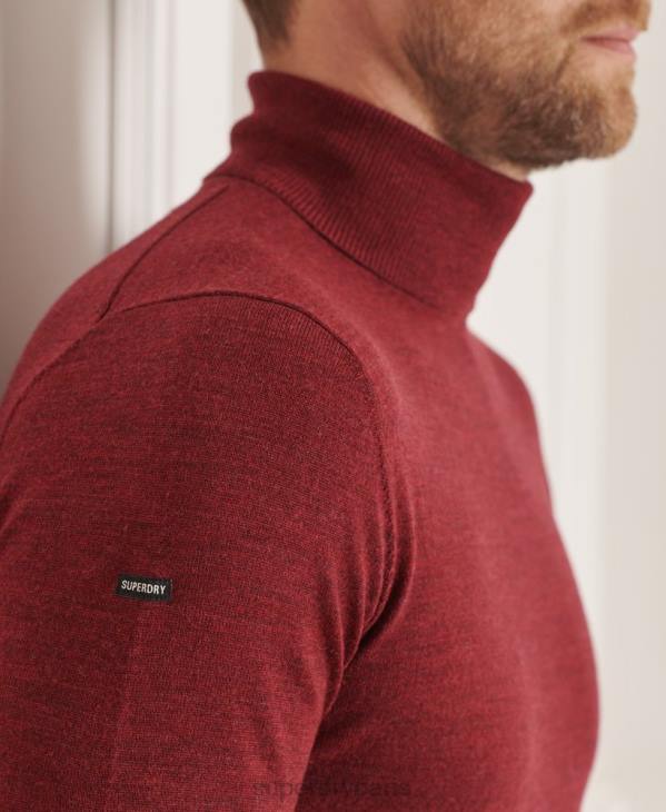 Superdry Hommes pull à col roulé en mérinos studios D64Z1325 vêtements rouge