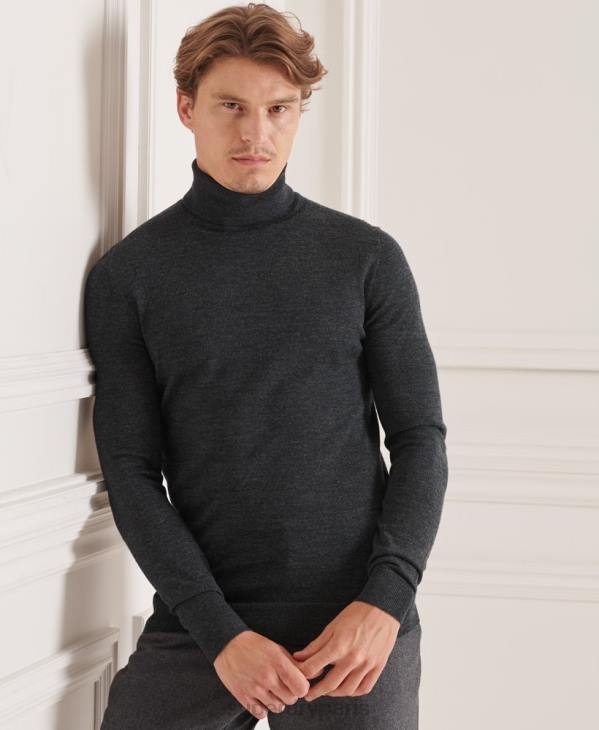 Superdry Hommes pull à col roulé en mérinos studios D64Z1326 vêtements gris foncé