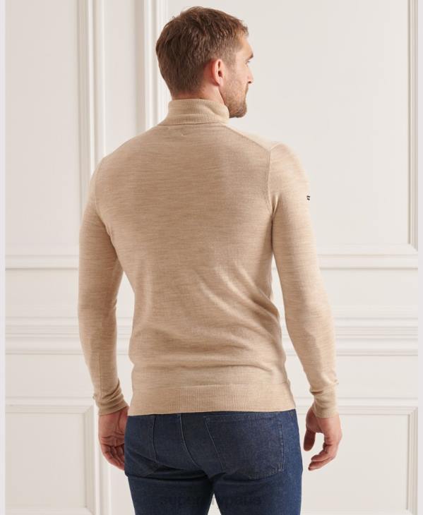Superdry Hommes pull à col roulé en mérinos studios D64Z5310 vêtements beige