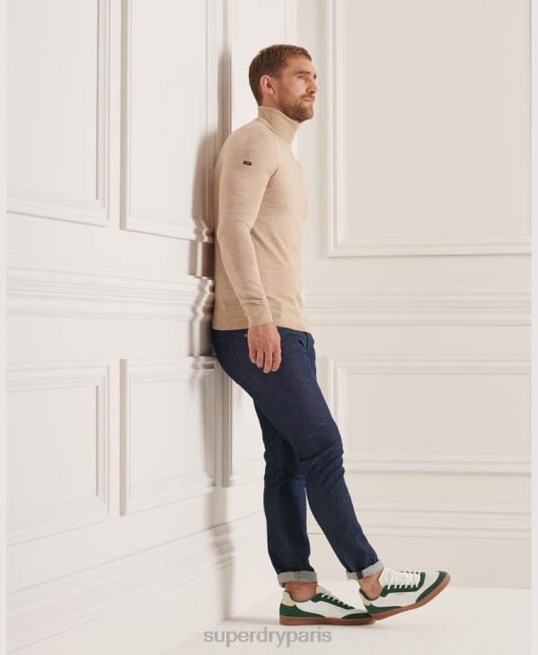 Superdry Hommes pull à col roulé en mérinos studios D64Z5310 vêtements beige
