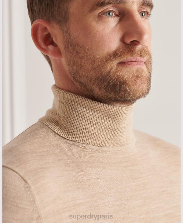 Superdry Hommes pull à col roulé en mérinos studios D64Z5310 vêtements beige