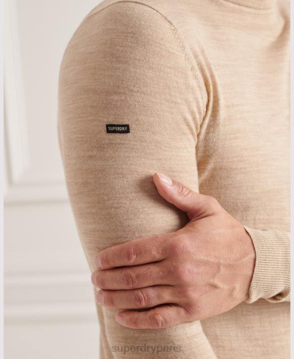 Superdry Hommes pull à col roulé en mérinos studios D64Z5310 vêtements beige