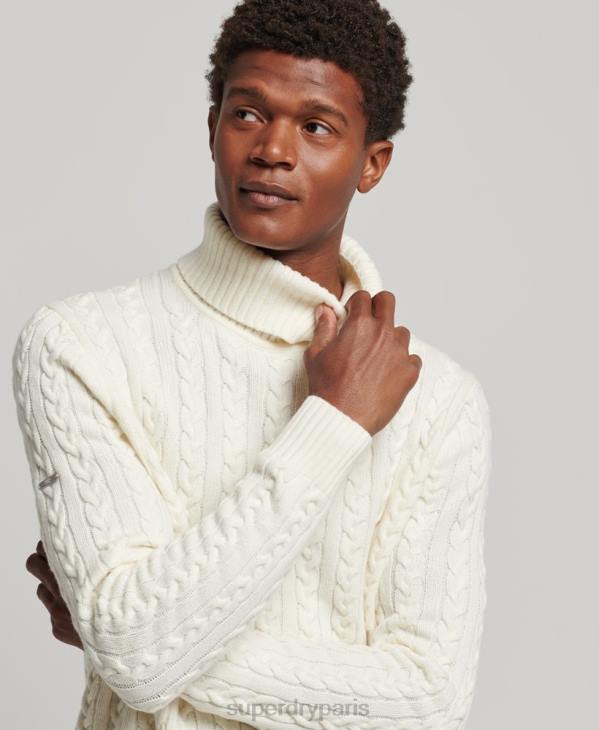Superdry Hommes pull à col roulé et torsades D64Z1245 vêtements crème
