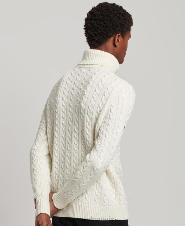 Superdry Hommes pull à col roulé et torsades D64Z1245 vêtements crème
