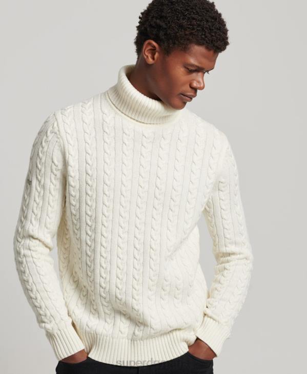 Superdry Hommes pull à col roulé et torsades D64Z1245 vêtements crème