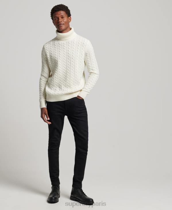 Superdry Hommes pull à col roulé et torsades D64Z1245 vêtements crème
