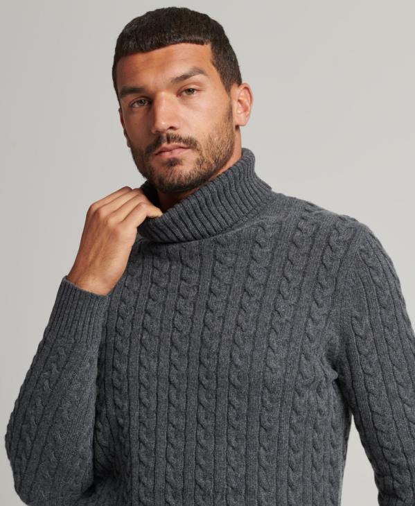 Superdry Hommes pull à col roulé et torsades D64Z1299 vêtements gris foncé