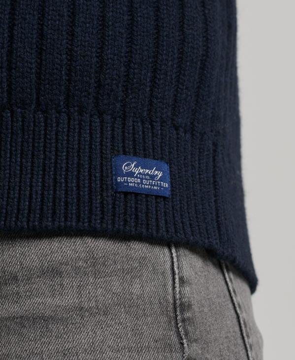Superdry Hommes pull à col tunisien nervuré D64Z5273 vêtements marine