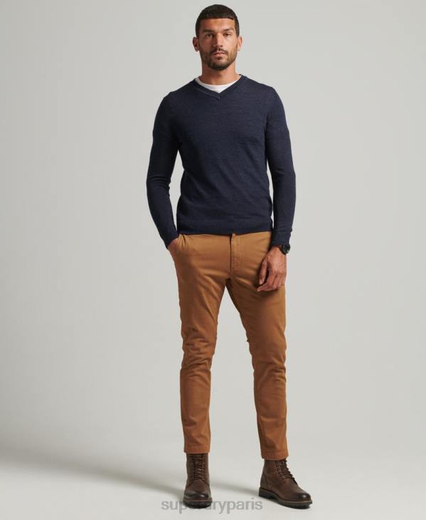 Superdry Hommes pull col v en mérinos D64Z1246 vêtements marine