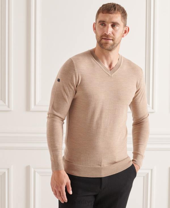 Superdry Hommes pull col v en mérinos D64Z1320 vêtements brun
