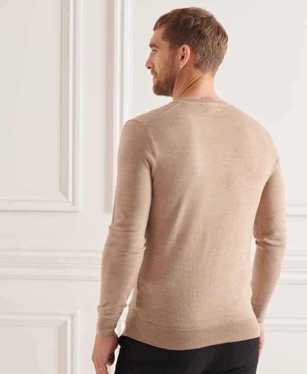 Superdry Hommes pull col v en mérinos D64Z1320 vêtements brun