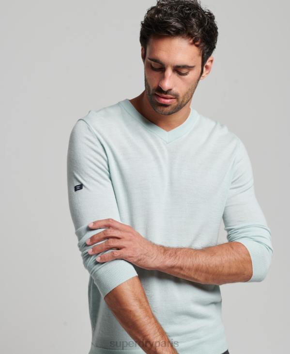 Superdry Hommes pull col v en mérinos D64Z5267 vêtements vert