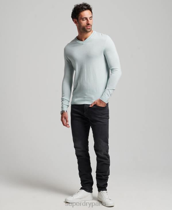 Superdry Hommes pull col v en mérinos D64Z5267 vêtements vert