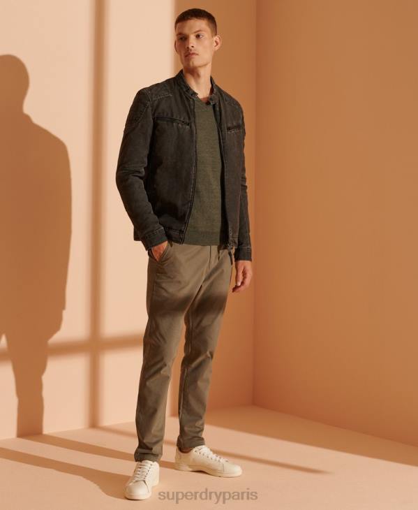 Superdry Hommes pull à col v et étiquette orange D64Z1352 vêtements vert