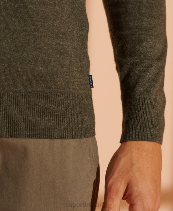 Superdry Hommes pull à col v et étiquette orange D64Z1352 vêtements vert