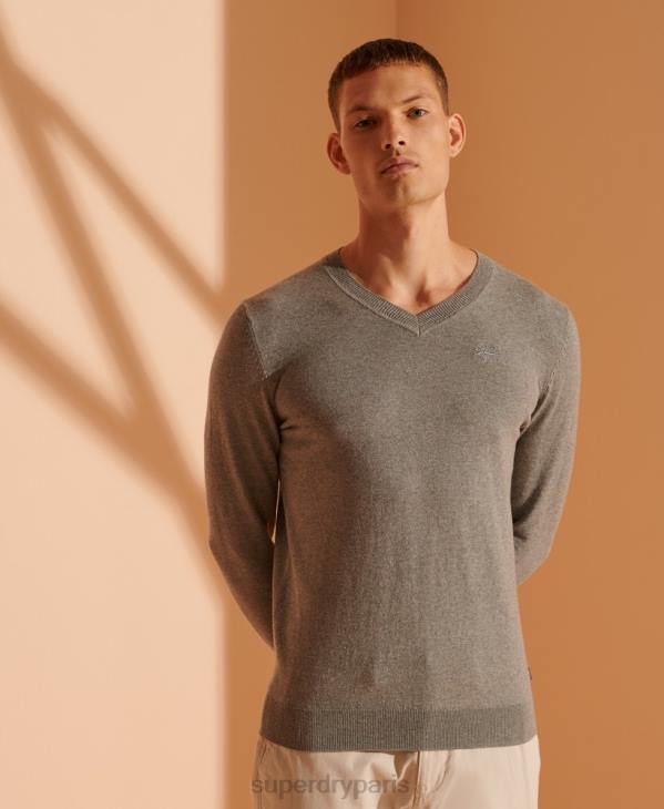 Superdry Hommes pull à col v et étiquette orange D64Z1364 vêtements gris