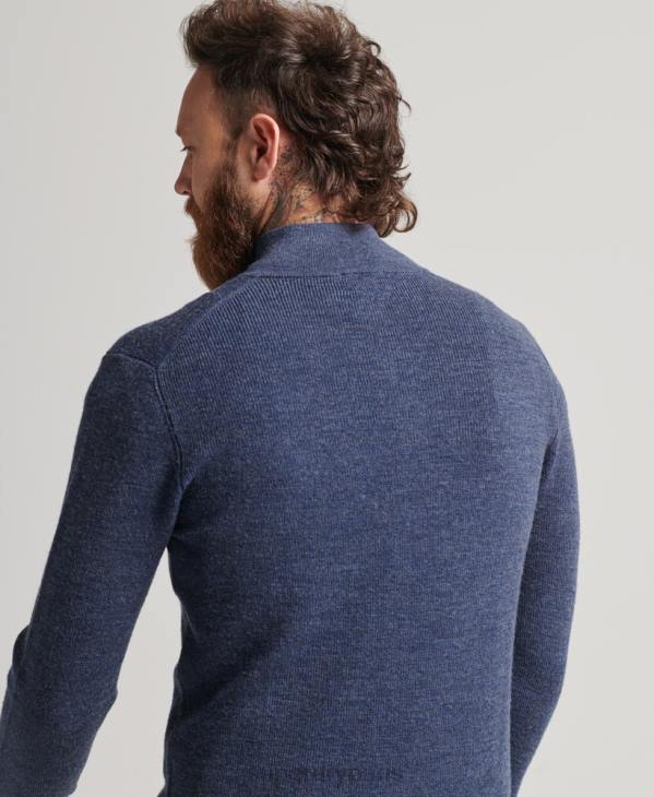 Superdry Hommes pull demi-zip mérinos D64Z1241 vêtements marine