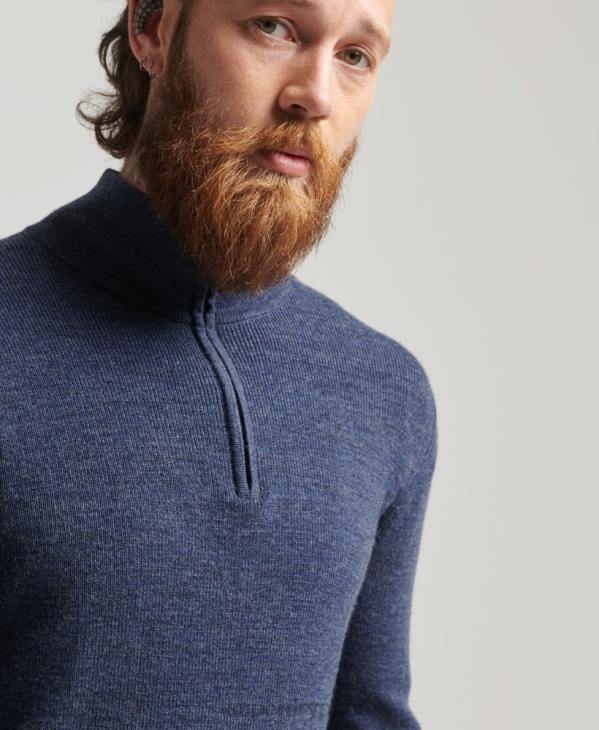Superdry Hommes pull demi-zip mérinos D64Z1241 vêtements marine
