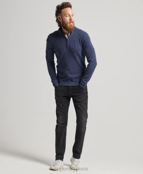 Superdry Hommes pull demi-zip mérinos D64Z1241 vêtements marine