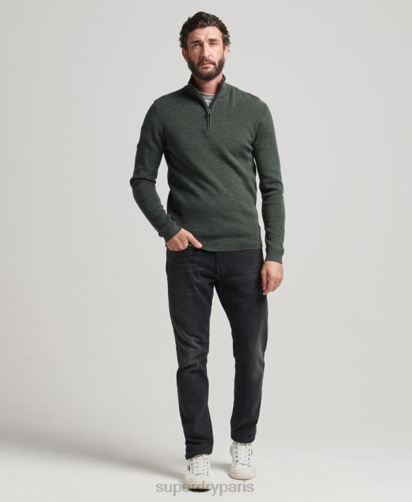Superdry Hommes pull demi-zip mérinos D64Z1244 vêtements vert