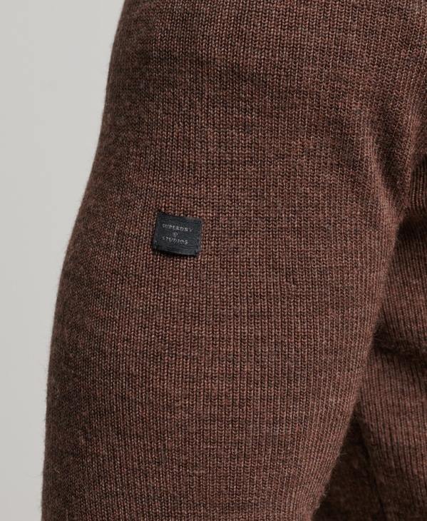 Superdry Hommes pull demi-zip mérinos D64Z1316 vêtements brun