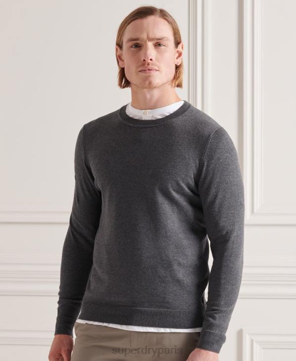 Superdry Hommes pull en maille de coton D64Z5321 vêtements gris foncé